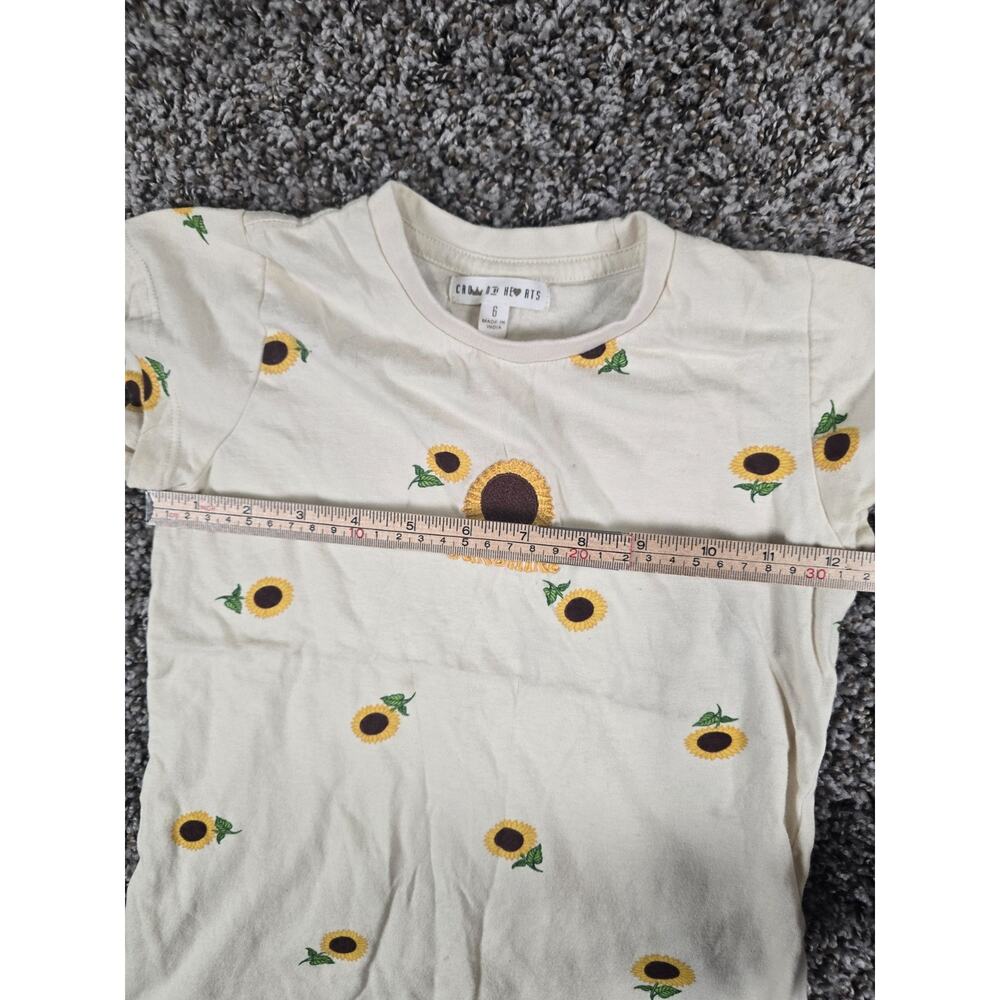 Crown of Hearts Girls Sz 6 Short Sleeve T Shirt Sunflower Flower Embroidered - Picture 6 of 7
